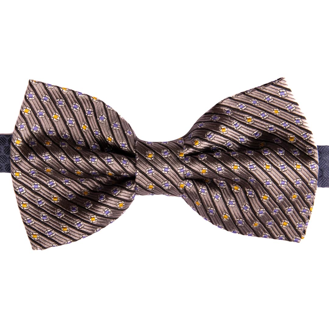 Papillon Uomo di Seta Grigio Fantasia Nera Viola Gialla Made in Italy Graffeo Cravatte