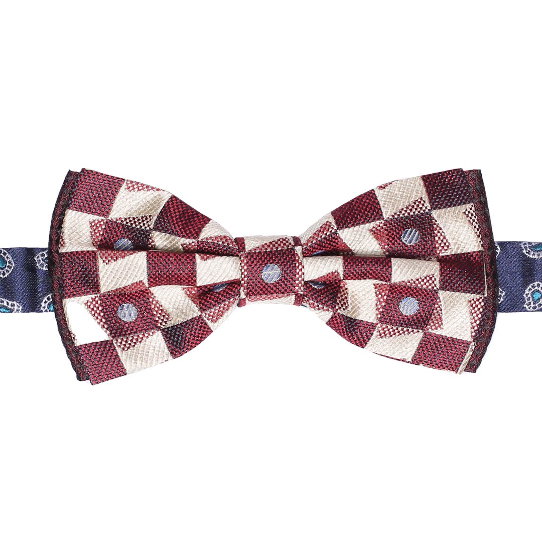 Papillon Uomo di Seta a Quadri Bordeaux Beige Made in Italy Graffeo Cravatte