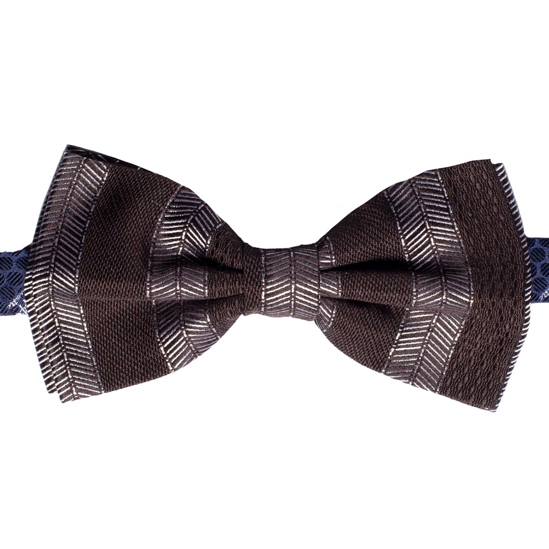 Papillon Uomo di Seta a Righe Marroni Grigio Argento Made in Italy Graffeo Cravatte