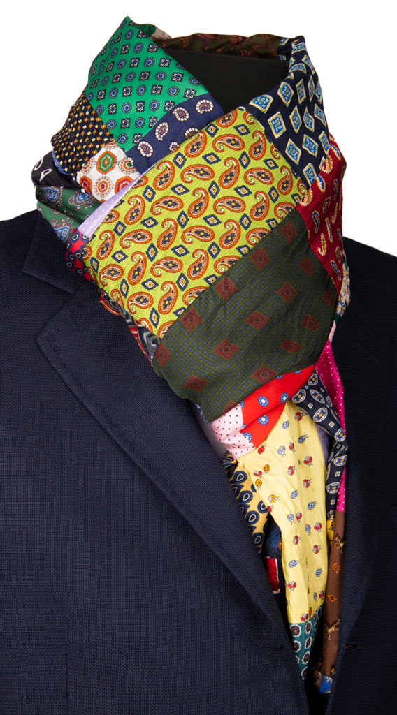 Sciarpa di Seta Patchwork Fantasia Multicolor Made in Italy Graffeo Cravatte