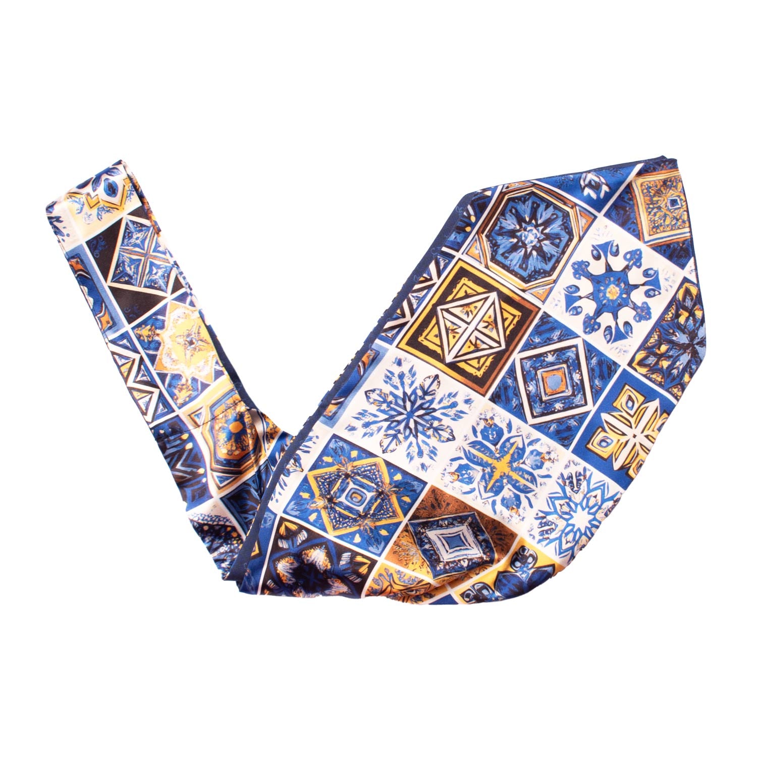 Ascot Siciliano Stampa di Raso con Maioliche Multicolor AS245 Made in Italy Graffeo Cravatte V