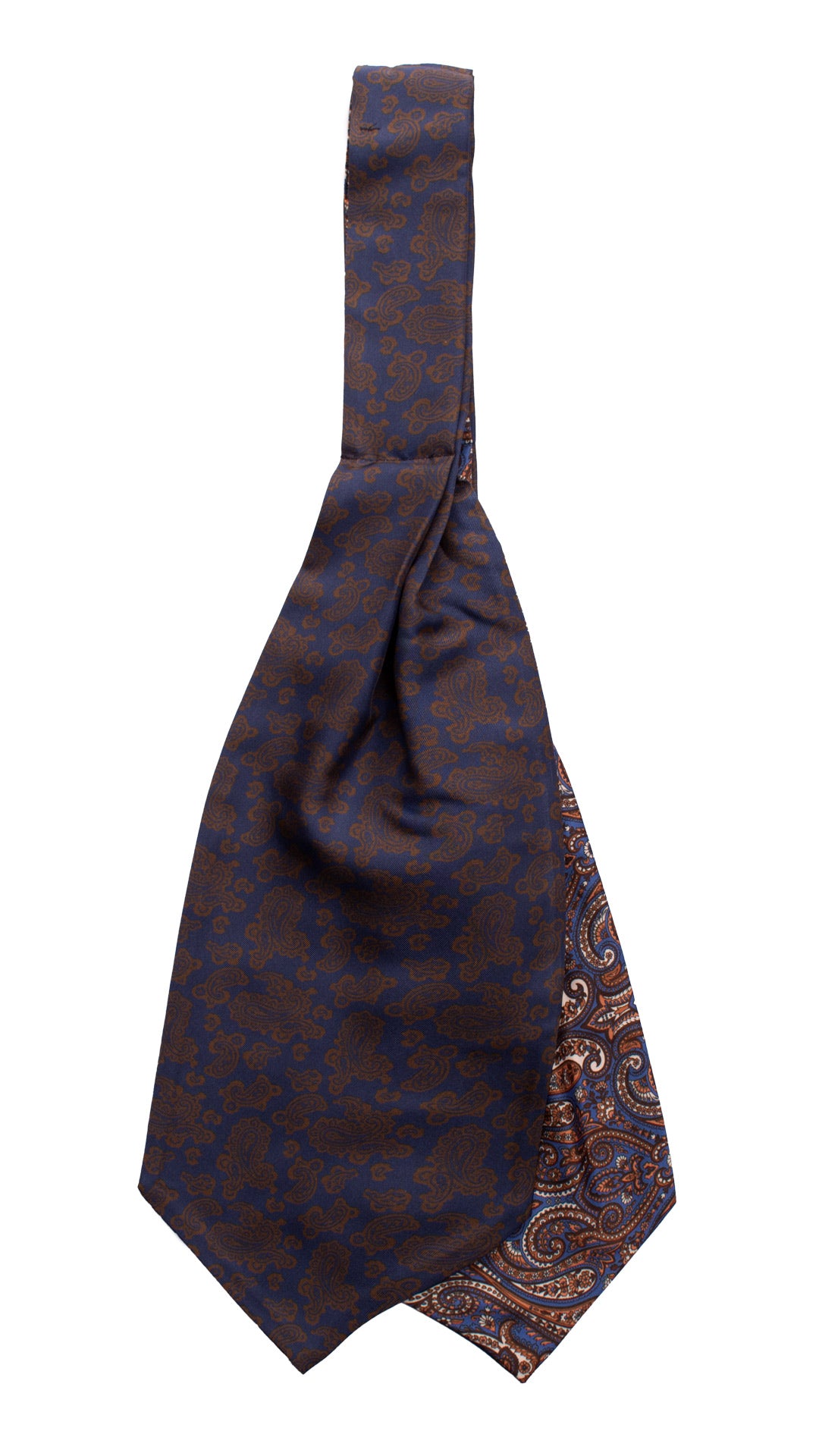 Ascot Stampa di Seta Blu Paisley Marrone AS102 Retro