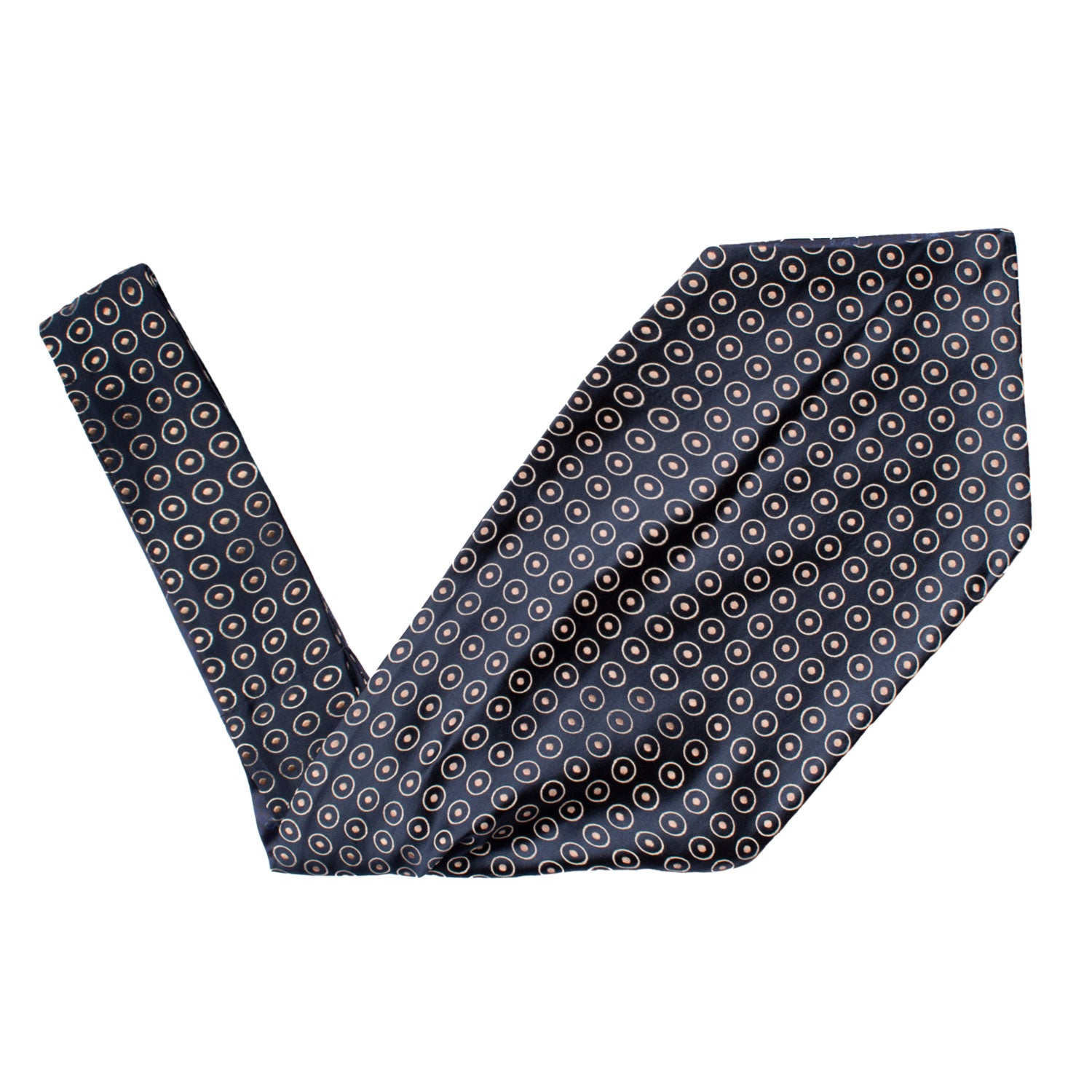 Ascot di Seta Tinto in Filo Blu Fantasia Beige AS219 Graffeo Cravatte Made in Italy V