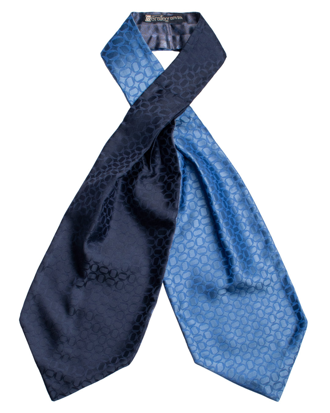 Ascot di Seta Tinto in Filo Double Blu Bluette Fantasia Tono su Tono AS236 Made in Italy Graffeo Cravatte Intera