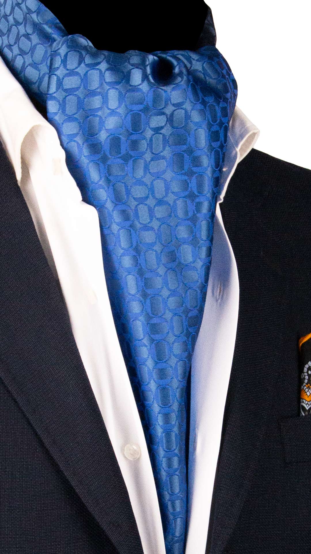 Ascot di Seta Tinto in Filo Double Blu Bluette Fantasia Tono su Tono AS236 Made in Italy Graffeo Cravatte
