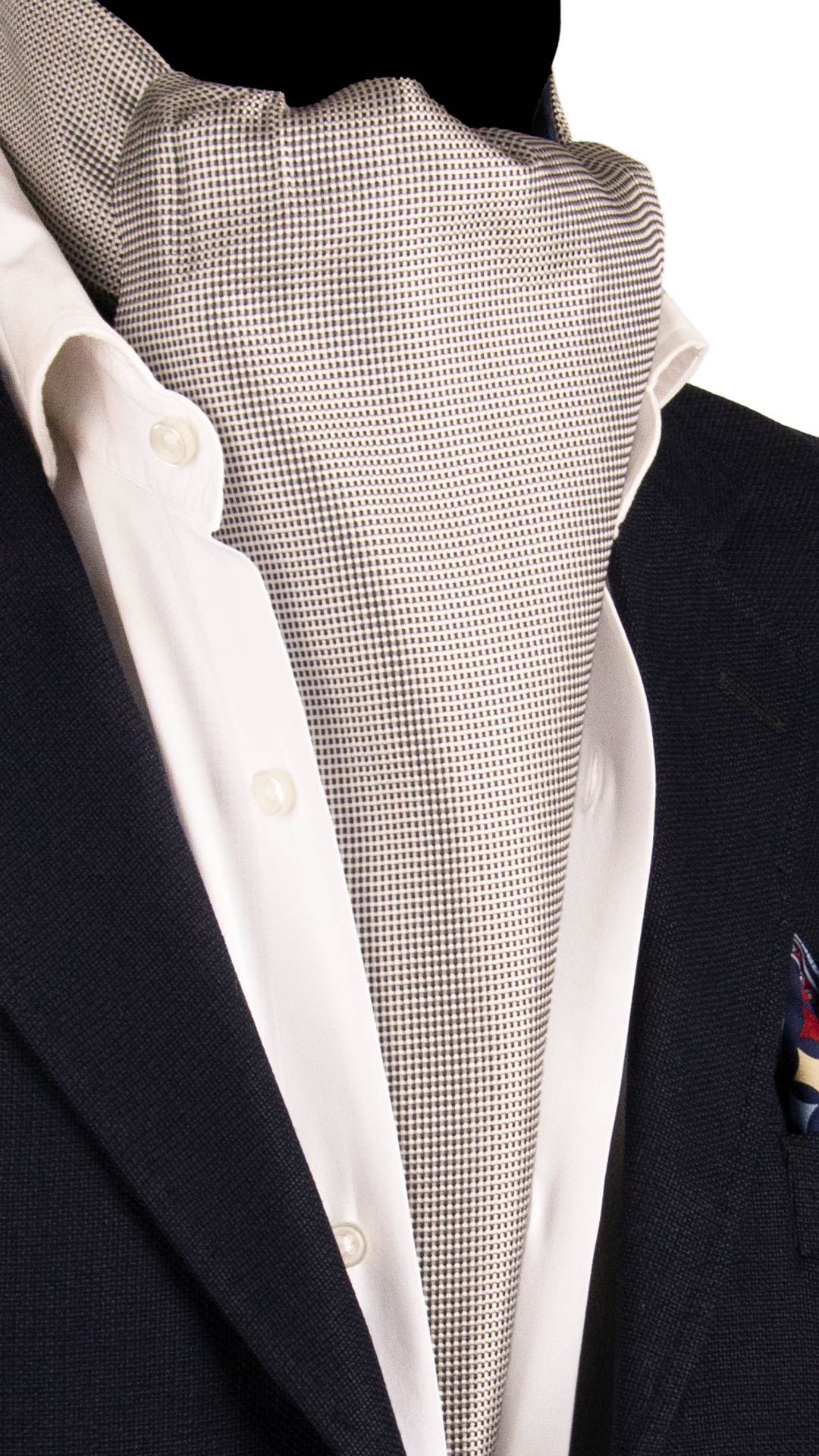Ascot in Seta Tinto in Filo Grigio Perla Fantasia Blu AS232 Graffeo Cravatte Made in Italy 