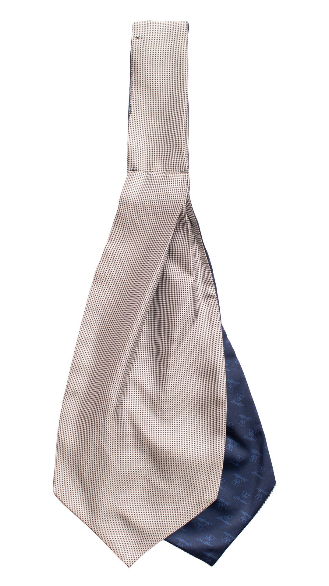 Ascot in Seta Tinto in Filo Grigio Perla Fantasia Blu AS232 Graffeo Cravatte Made in Italy Retro