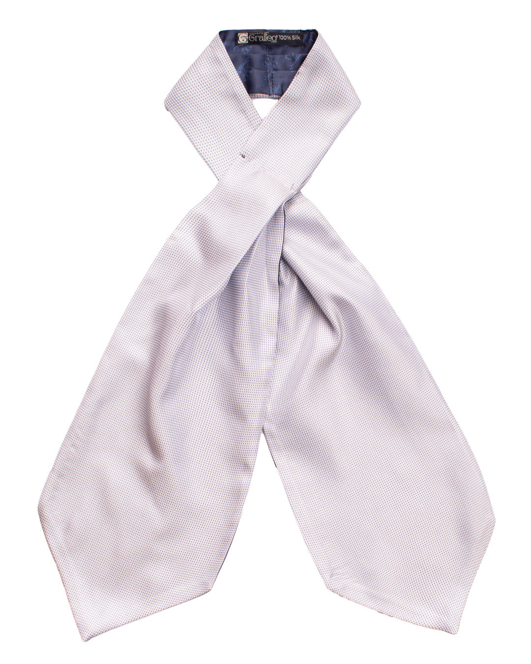 Ascot in Seta Tinto in Filo Grigio Perla Fantasia Celeste AS231 Graffeo Cravatte Made in Italy Fronte
