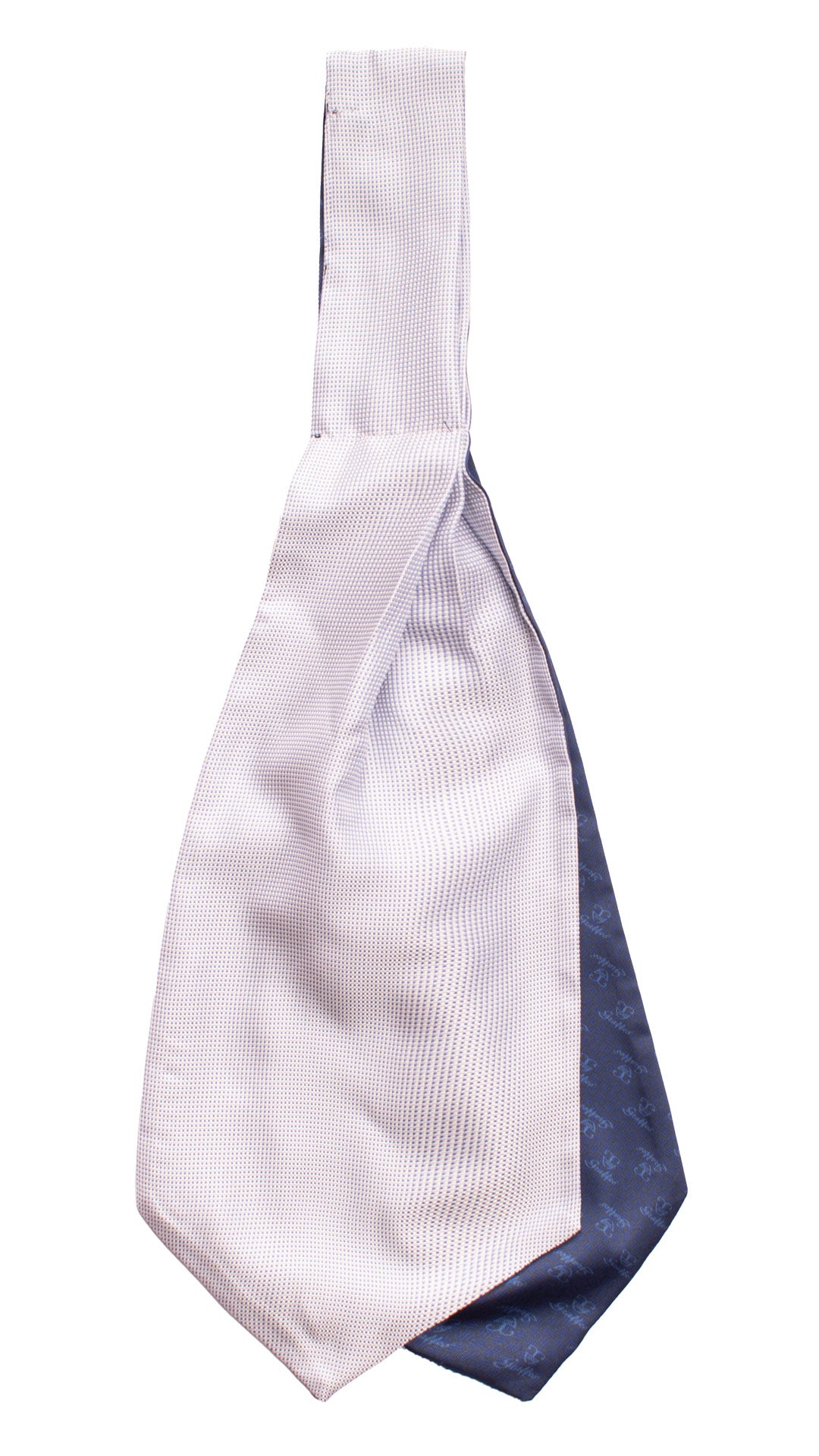 Ascot in Seta Tinto in Filo Grigio Perla Fantasia Celeste AS231 Graffeo Cravatte Made in Italy Retro