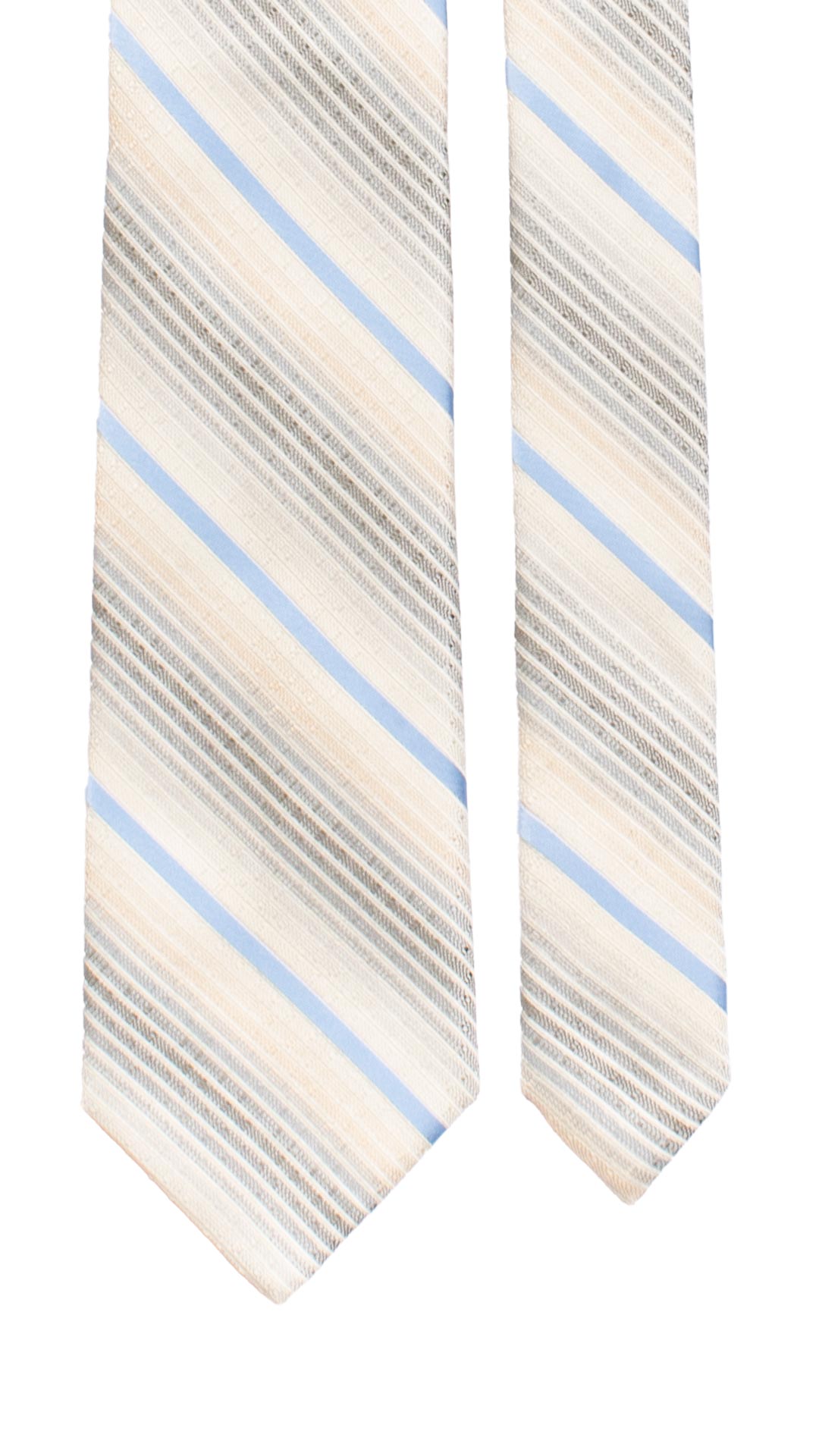 Cravatta Regimental di Seta con Righe Grigie Color Crema Celesti 7469 Made in Italy Graffeo Cravatte Pala