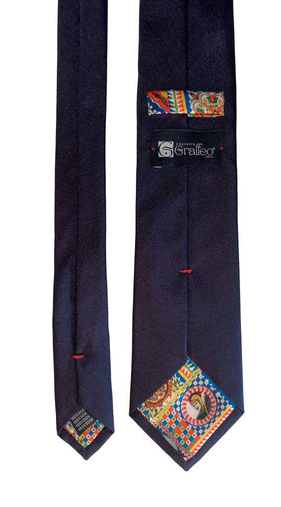 Cravatta Blu Con Bandiera Tricolore Italiana Made in Italy Graffeo Cravatte