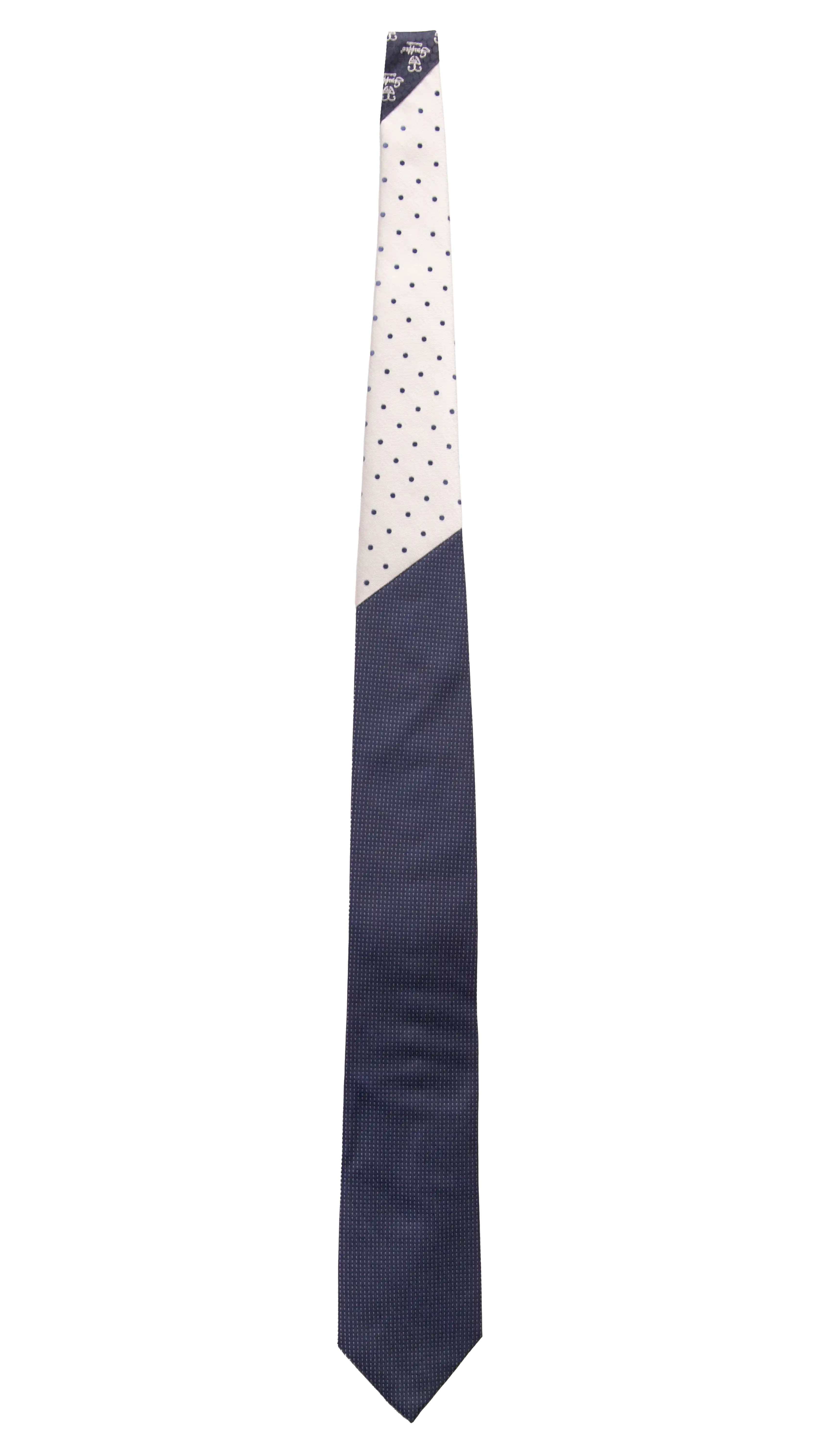 Cravatta Cerimonia Blu Punto a Spillo Grigio Argento Nodo in Contrasto Grigio Argento Pois Blu Made in Italy Graffeo Cravatte Intera