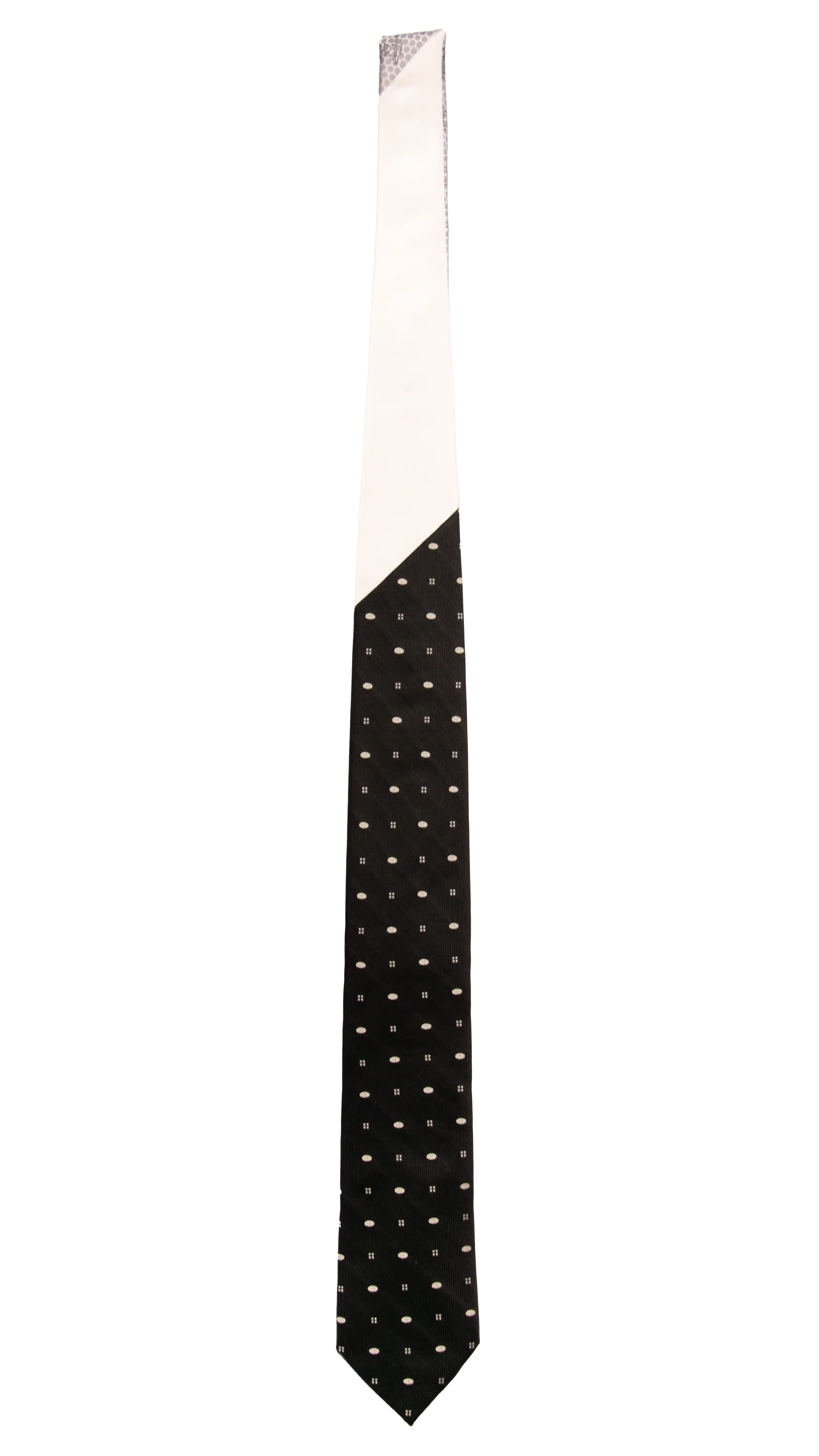 Cravatta Cerimonia Nera Fantasia Color Champagne Nodo in Contrasto Bianco Perla Made in Italy Graffeo Cravatte Intera