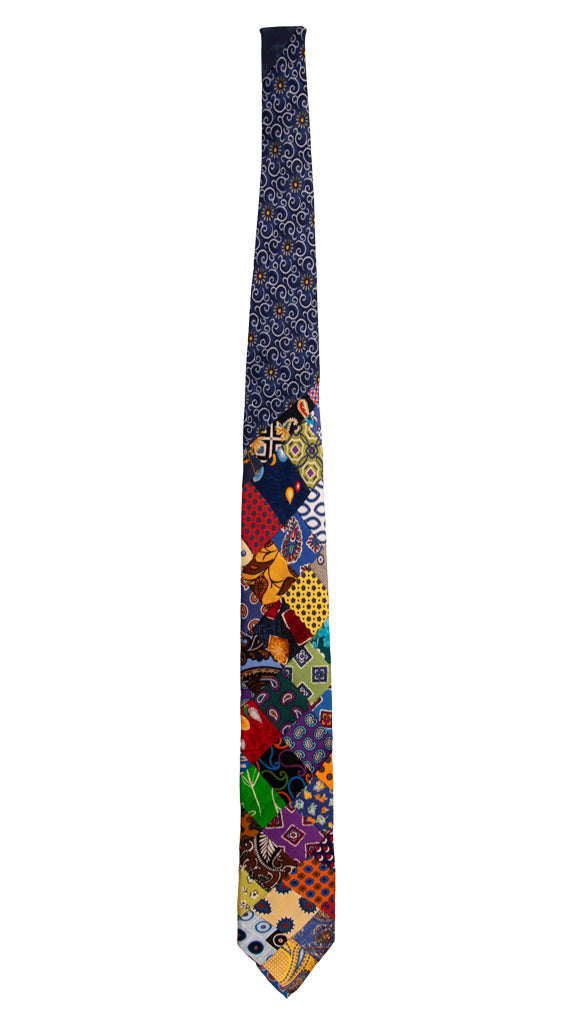 Cravatta Micro Mosaico Patchwork Stampa di Seta Fantasia Multicolor PM745 Graffeo Cravatte Made in Italy Intera