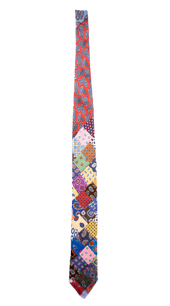Cravatta Micro Mosaico Patchwork di Seta Fantasia Multicolor Made in Italy Graffeo Cravatte Intera