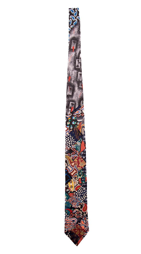 Cravatta Micro Mosaico Patchwork di Seta Fantasia Multicolor Made in Italy Graffeo Cravatte Intera
