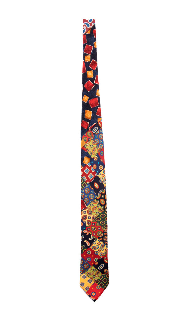 Cravatta Micro Mosaico Patchwork di Seta Fantasia Multicolor Made in Italy graffeo Cravatte intera
