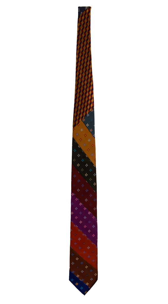Man Mosaic Patchwork Regimental Silk Tie Multicolor Pattern PM702