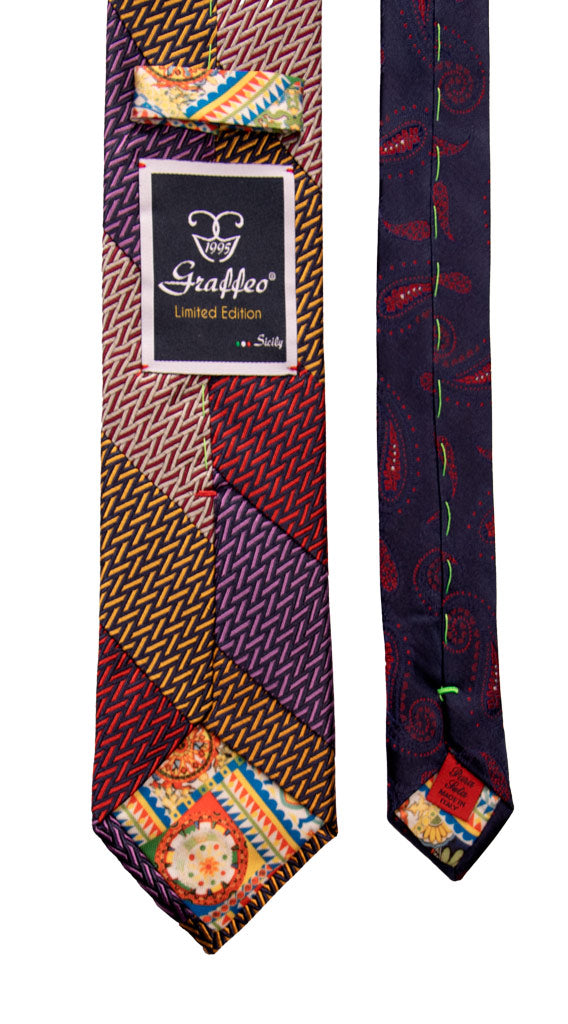 Cravatta Mosaico Patchwork Regimental di Seta Fantasia Multicolor Made in italy Graffeo Cravatte Pala