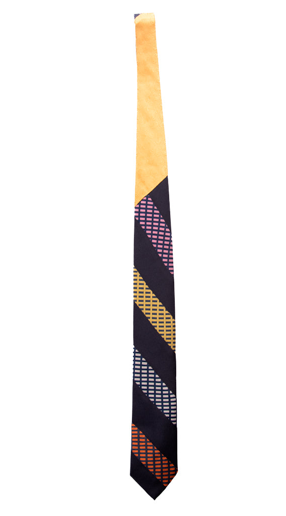 Cravatta Mosaico Patchwork Regimental di Seta Fantasia Multicolor Made in Italy Graffeo Cravatte intera