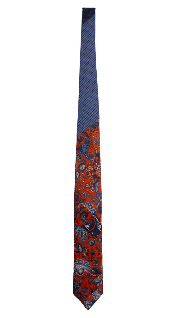 Cravatta Mosaico Patchwork Stampa di Seta Arancione Paisley Multicolor PM718 Graffeo Cravatte Made in Italy Intera