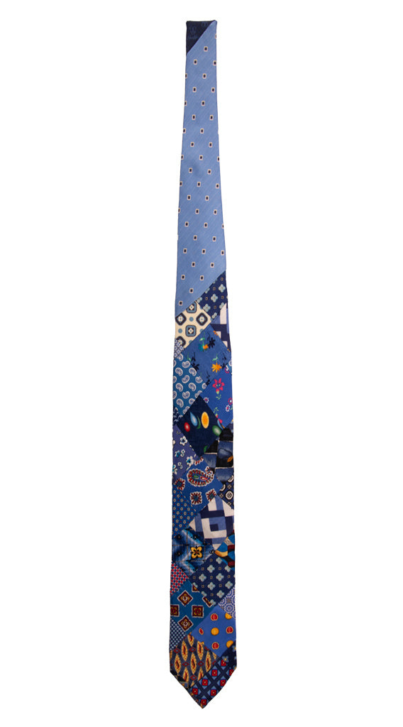Cravatta Mosaico Patchwork Stampa di Seta Fantasia Multicolor PM697 Graffeo Cravatte Made in Italy Intera