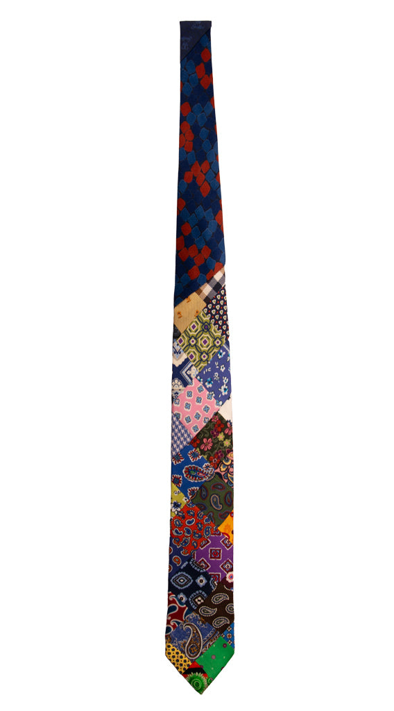 Cravatta Mosaico Patchwork Stampa di Seta Fantasia Multicolor PM699 Graffeo Cravatte Made in Italy Intera