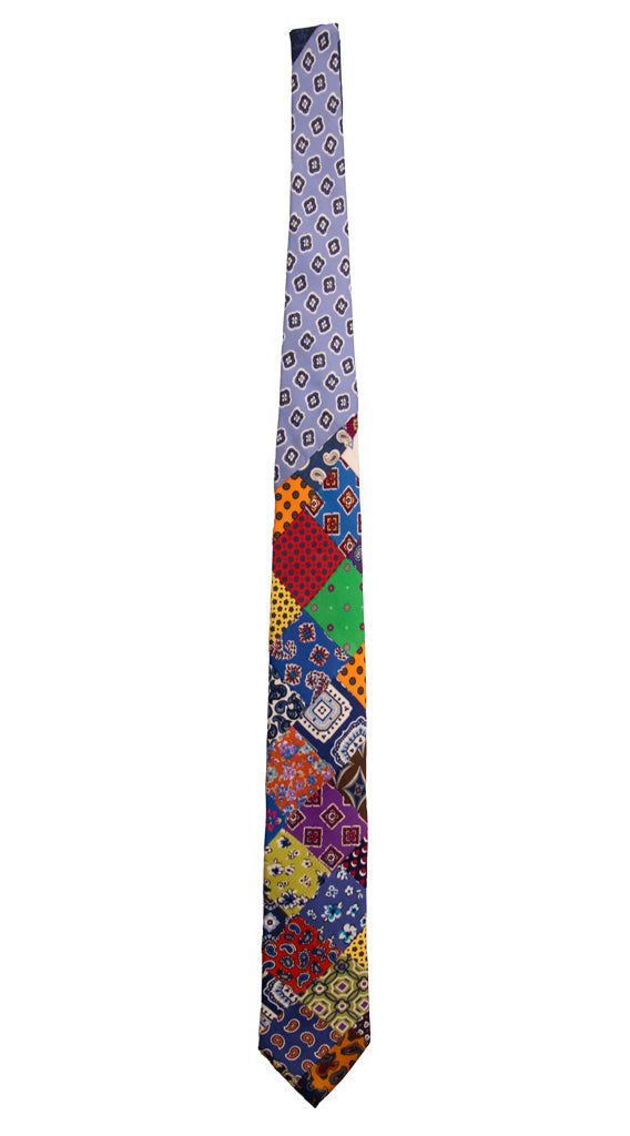 Cravatta Mosaico Patchwork Stampa di Seta Fantasia Multicolor PM706 Graffeo Cravatte Made in Italy Intera