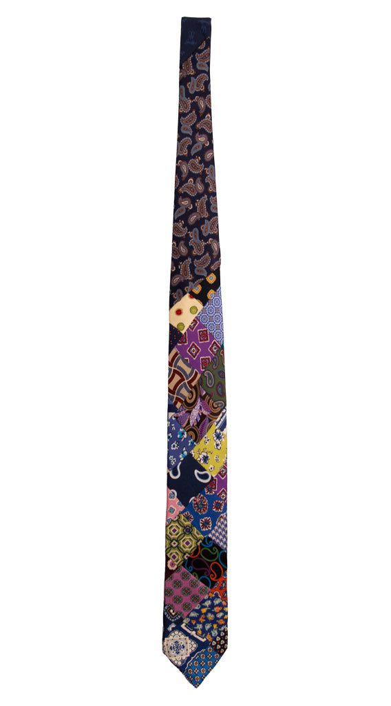 Cravatta Mosaico Patchwork Stampa di Seta Fantasia Multicolor PM711 Graffeo Cravatte Made in Italy Intera