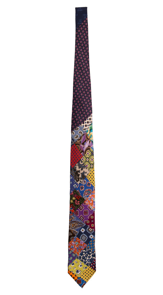 Cravatta Mosaico Patchwork Stampa di Seta Fantasia Multicolor PM712 Graffeo Cravatte Made in Italy Intera