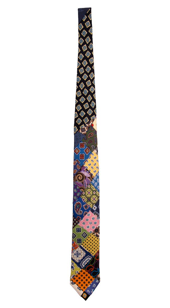 Cravatta Mosaico Patchwork Stampa di Seta Fantasia Multicolor PM720 Graffeo Cravatte Made in Italy Intera