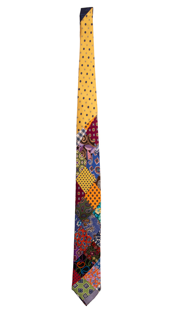 Cravatta Mosaico Patchwork Stampa di Seta Fantasia Multicolor PM724 Graffeo Cravatte Made in Italy Intera