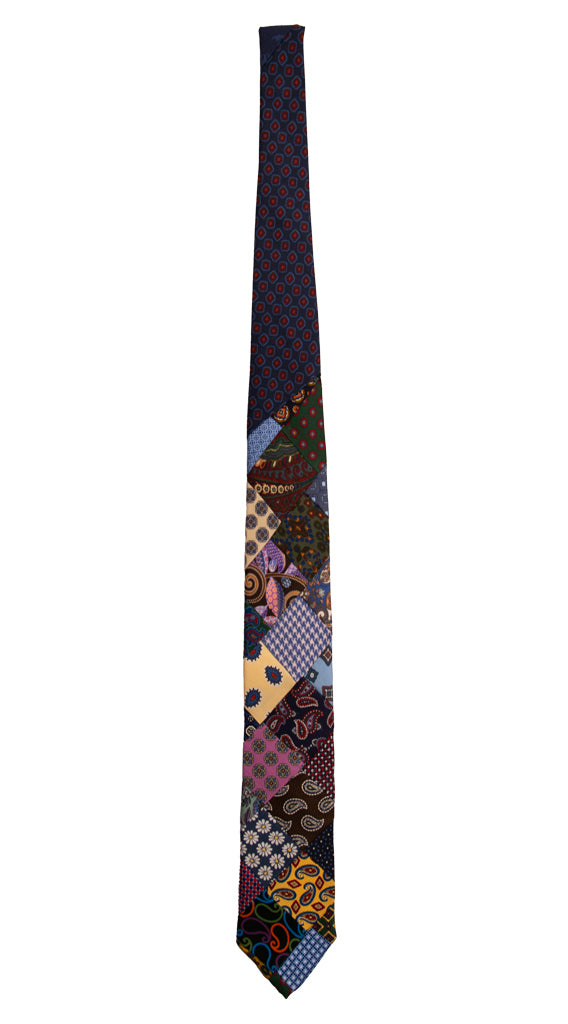 Cravatta Mosaico Patchwork Stampa di Seta Fantasia Multicolor PM725 Graffeo Cravatte Made in Italy Intera