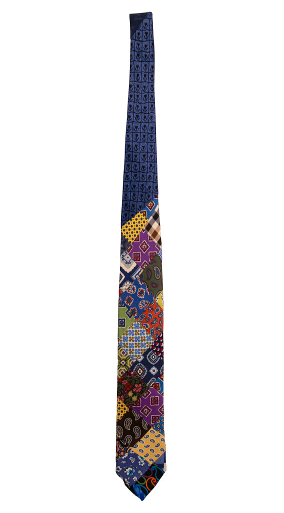 Cravatta Mosaico Patchwork Stampa di Seta Fantasia Multicolor PM730 Graffeo Cravatte Made in Italy Intera
