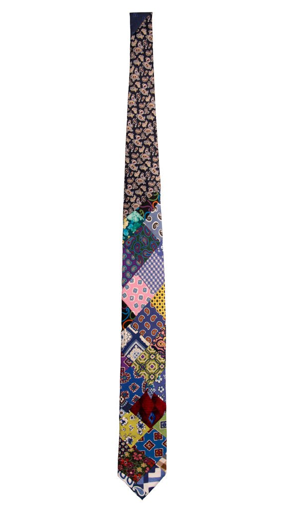 Cravatta Mosaico Patchwork Stampa di Seta Fantasia Multicolor PM733 Graffeo Cravatte Made in Italy Intera