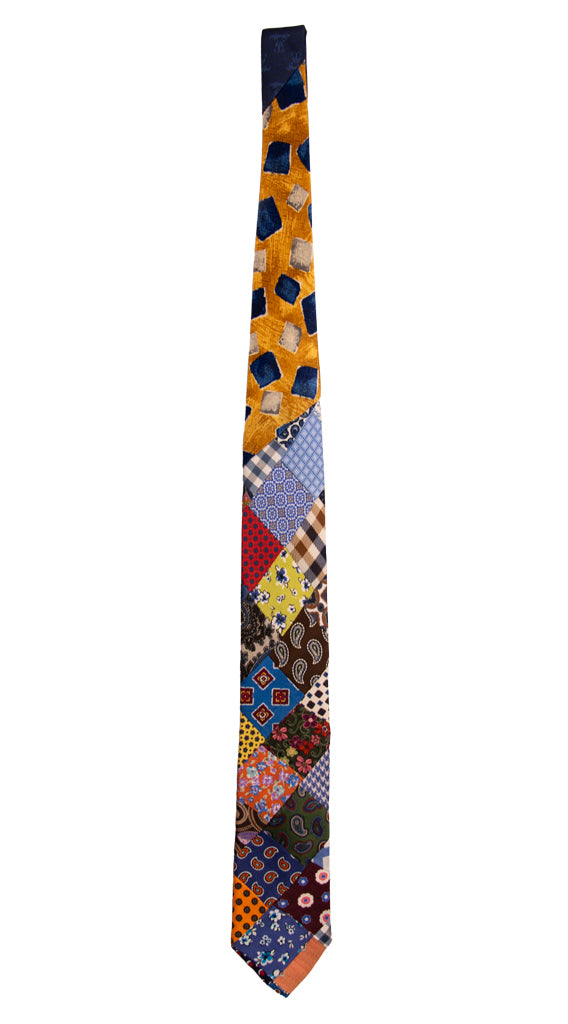 Cravatta Mosaico Patchwork Stampa di Seta Fantasia Multicolor PM740 Graffeo Cravatte Made in Italy Intera