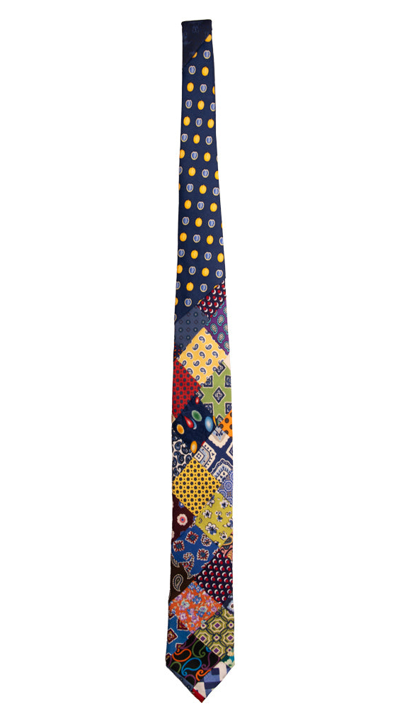 Cravatta Mosaico Patchwork Stampa di Seta Fantasia Multicolor PM748 Graffeo Cravatte Made in Italy Intera