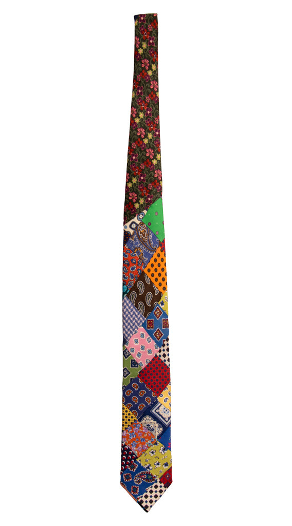 Cravatta Mosaico Patchwork Stampa di Seta Fantasia Multicolor PM751 Graffeo Cravatte Made in Italy Intera