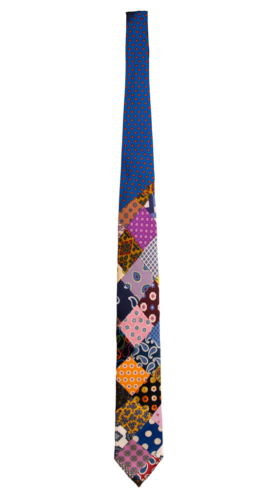 Cravatta Mosaico Patchwork Stampa di Seta Fantasia Multicolor PM753 Graffeo Cravatte Made in Italy Intera