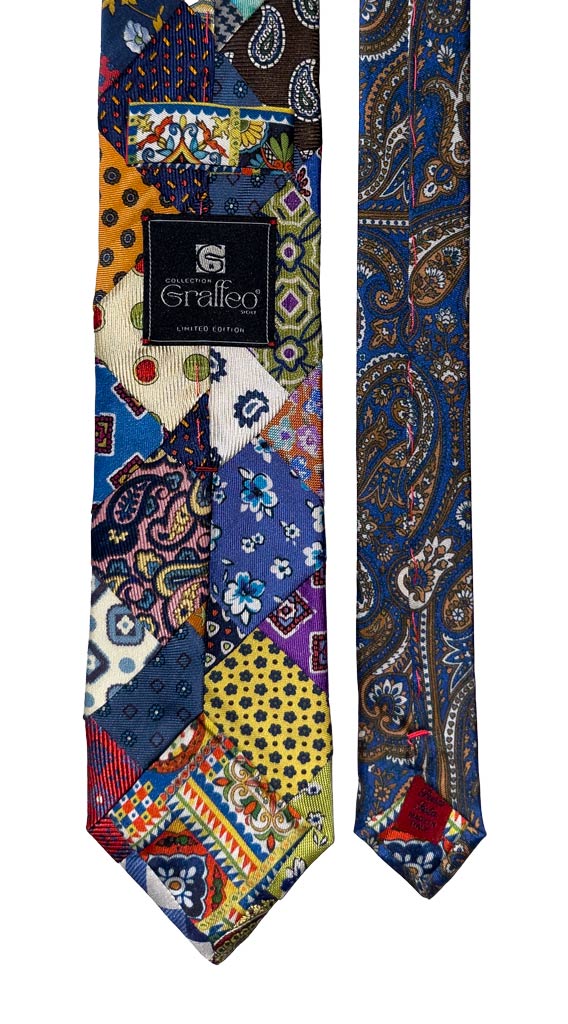 Cravatta Mosaico Patchwork Stampa di Seta Fantasia Multicolor Made in Italy Graffeo Pala