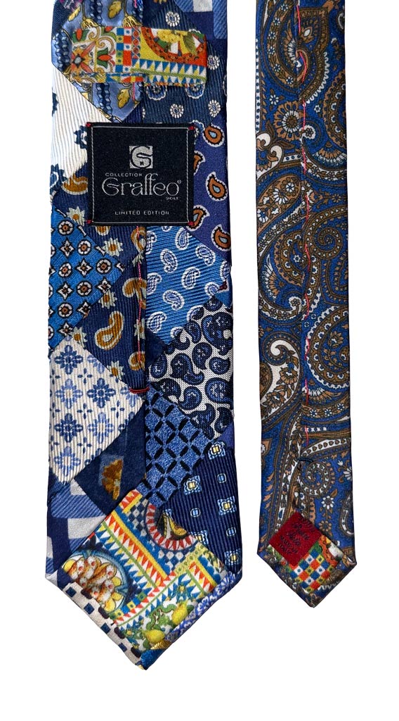Cravatta Mosaico Patchwork Stampa di-Seta Fantasia Multicolor Made in Italy Graffeo Pala