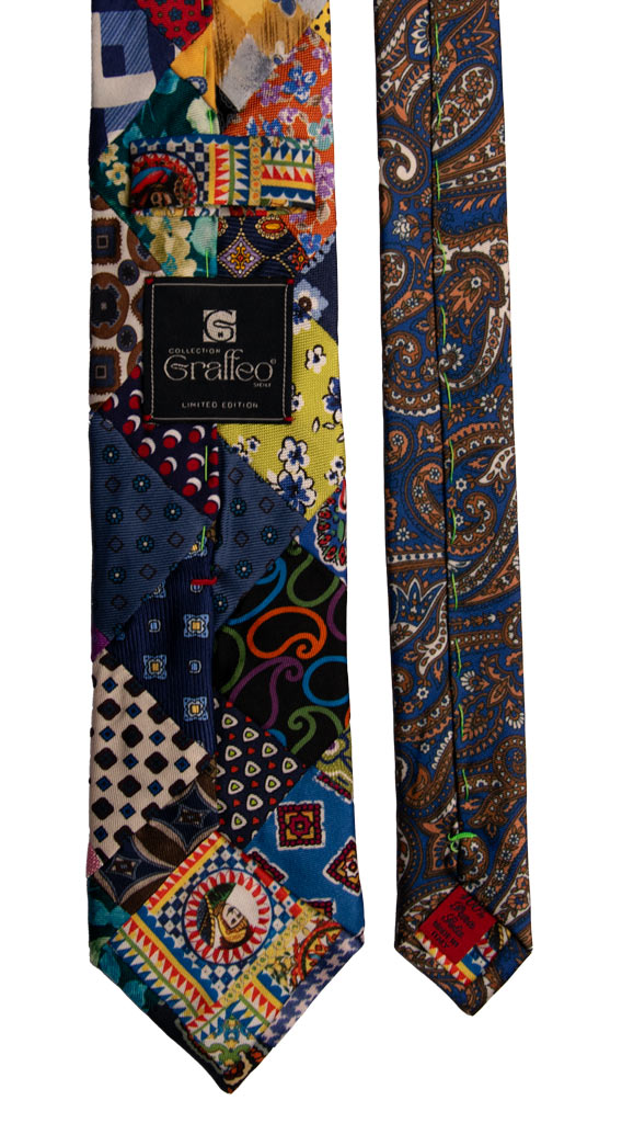 Cravatta Mosaico Patchwork Stampa di Seta Fantasia Multicolor PM709 Graffeo Cravatte Made in Italy Pala