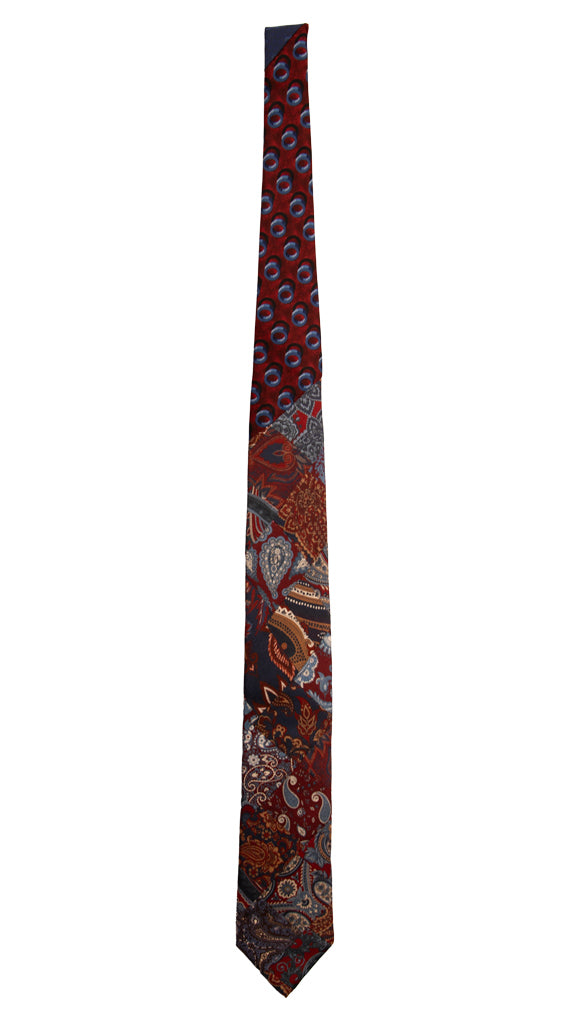 Cravatta Mosaico Patchwork Stampa di Seta Paisley Multicolor PM708 Graffeo Cravatte Made in Italy Intera