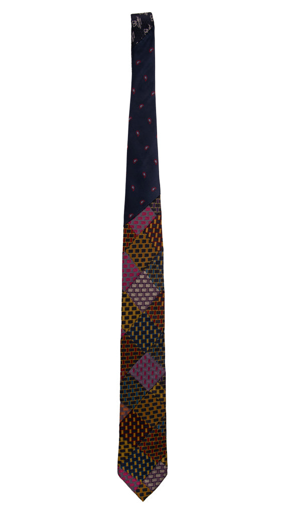 Cravatta Mosaico Patchwork di Seta Fantasia Multicolor PM716 Graffeo Cravatte Made in Italy Intera