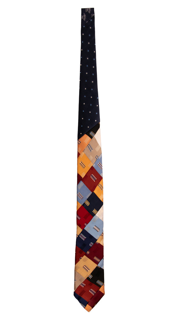 Cravatta Mosaico Patchwork di Seta Fantasia Multicolor PM721 Graffeo Cravatte Made in Italy Intera