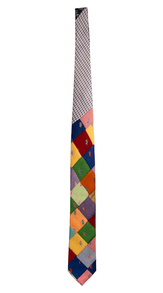 Cravatta Mosaico Patchwork di Seta Fantasia Multicolor PM747