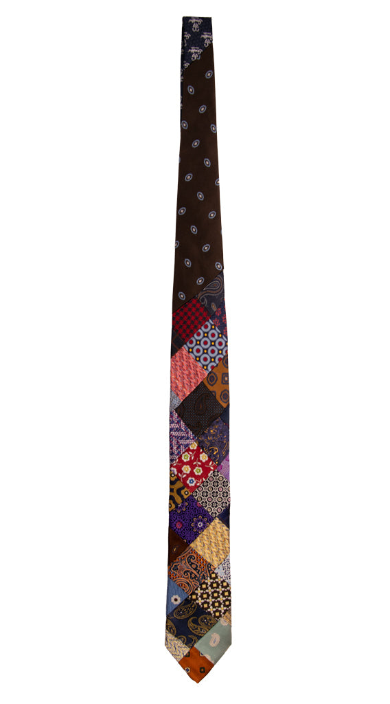 Cravatta Mosaico Patchwork di Seta Fantasia Multicolor PM776 Graffeo Cravatte Made in Italy Intera