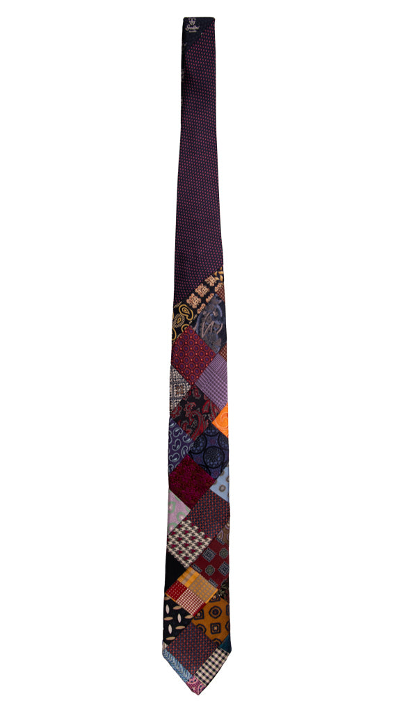 Cravatta Mosaico Patchwork di Seta Fantasia Multicolor PM779 Graffeo Cravatte Made in Italy Intera