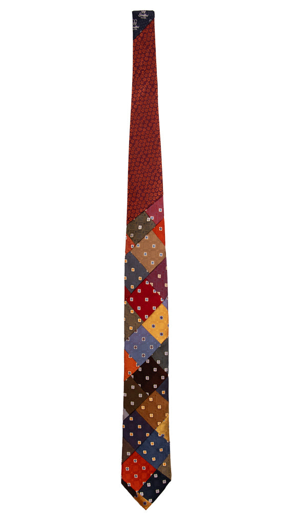 Cravatta Mosaico Patchwork di Seta Fantasia Multicolor PM783 Graffeo Cravatte Made in Italy Intera