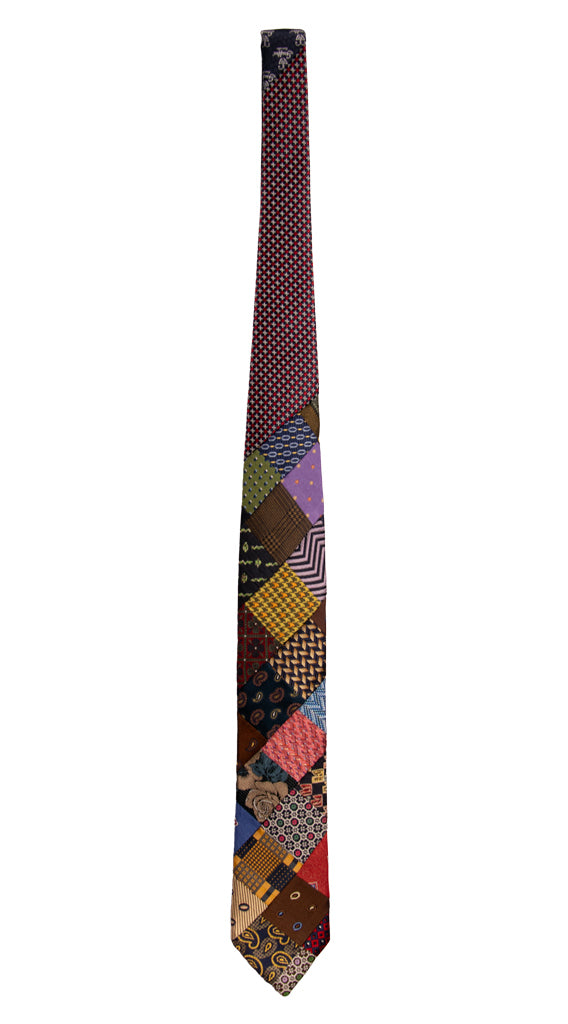 Cravatta Mosaico Patchwork di Seta Fantasia Multicolor PM807 Graffeo Cravatte Made in Italy Intera